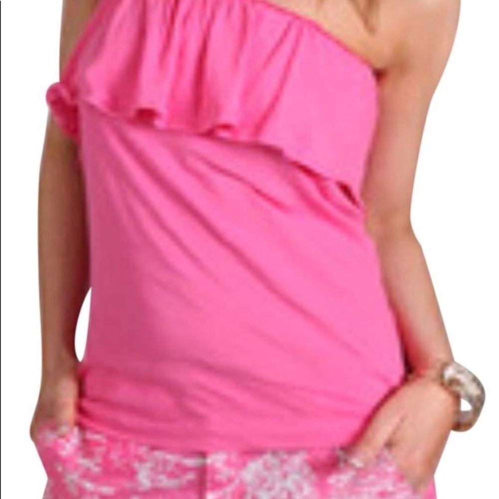 Lilly Pulitzer Wiley Ruffle Tube Top Hottie Pink
